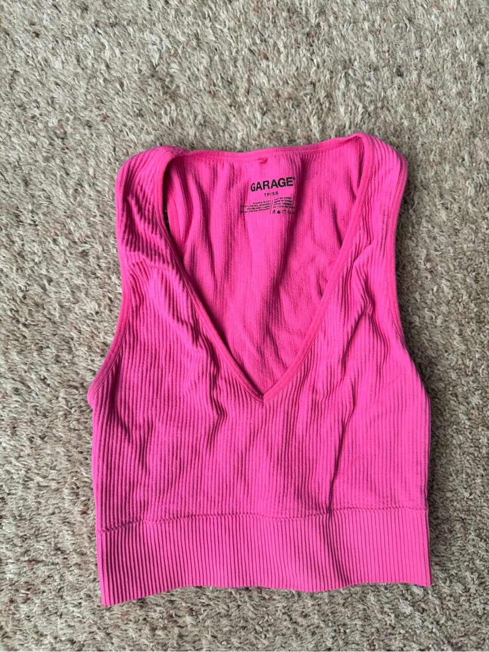 Garage pink v-neck crop top